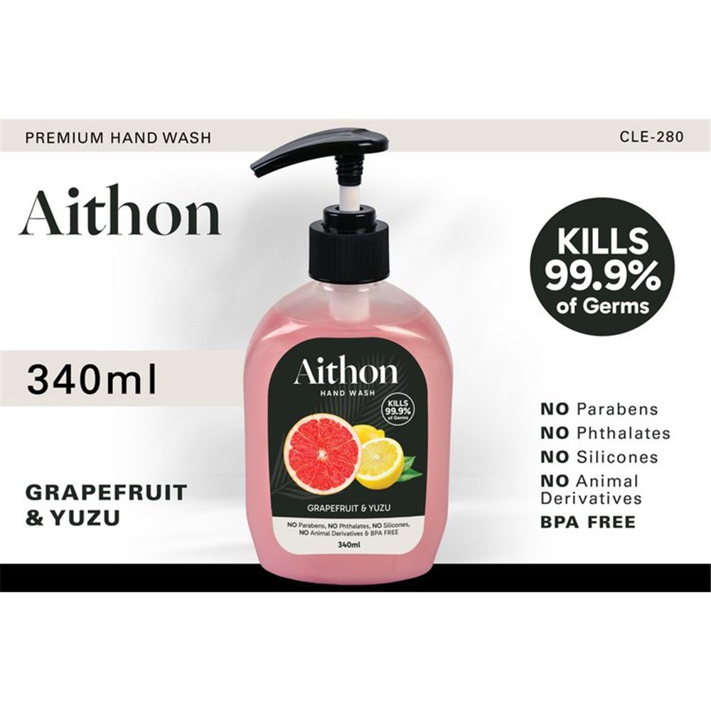 Aithon Liquid Hand Wash Soap 340ml Grapefruit & Yuzu Pump Bottle